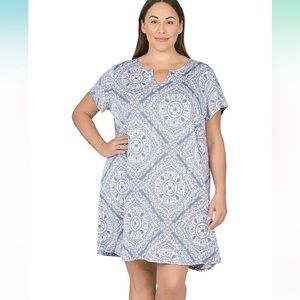 3x Baby Blue and White Sheath Dress
